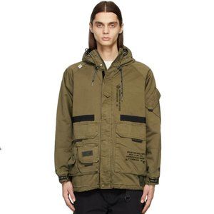 Aape by A Bathing Ape Khaki Twill Bomber Jacket - Quilted Satin Technical Lining